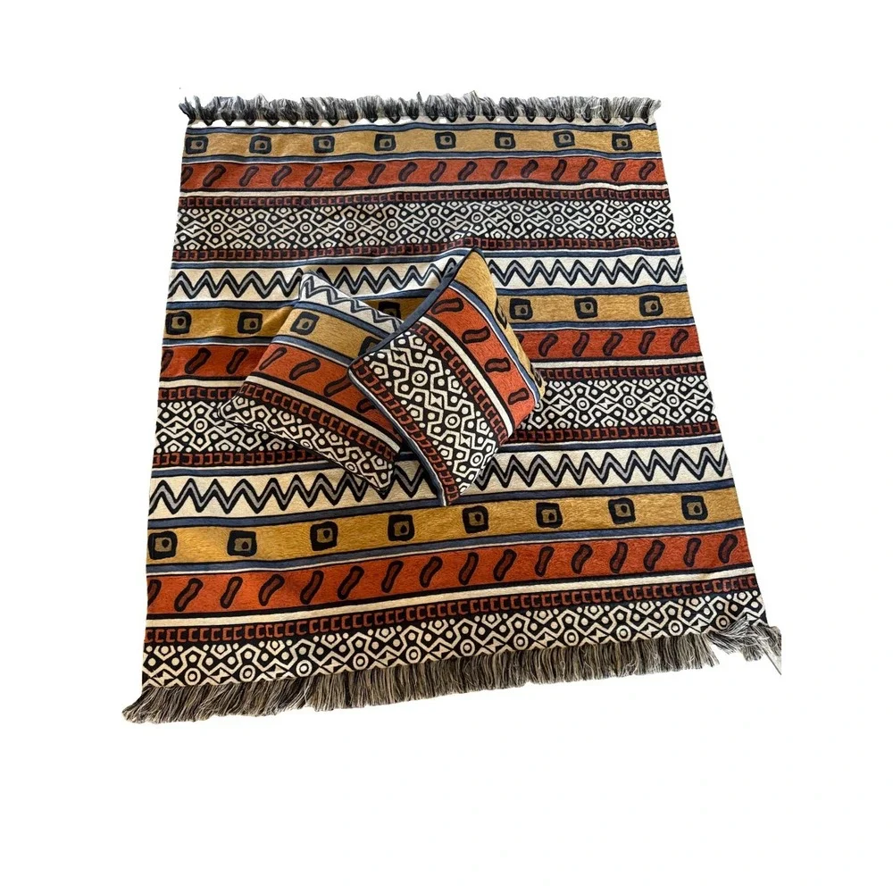 Vintage 8th Avenue Trading Co South Africa Woven Blanket Throw Pillow Set Aztec